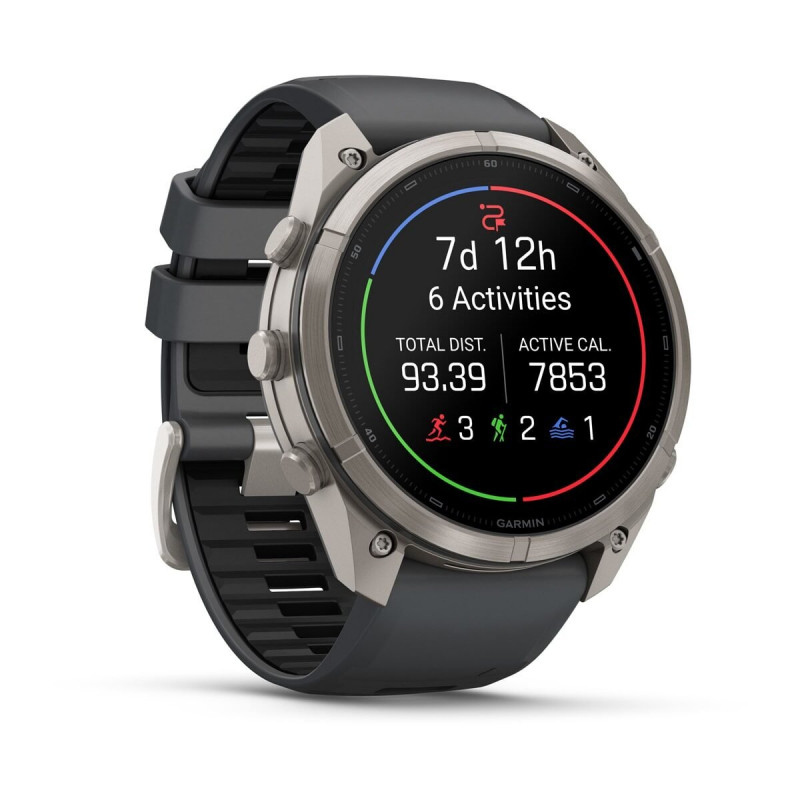 Garmin Fenix 9 Pro – 51 mm titano išmanusis laikrodis su grafito/juoda silikono apyranke