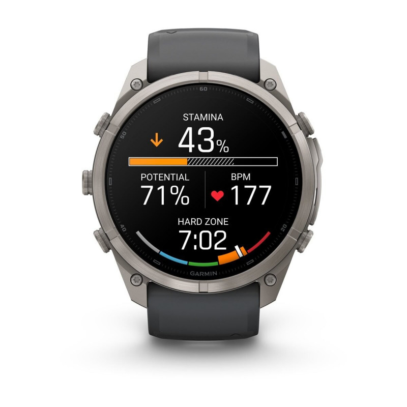 Garmin Fenix 9 Pro – 51 mm titano išmanusis laikrodis su grafito/juoda silikono apyranke
