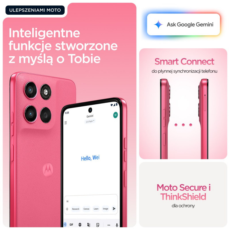 Motorola moto g57 power 5G išmanusis telefonas 12GB/256GB, 6,72 inch, 7000 mAh, Dual SIM, Android 16, rožinis