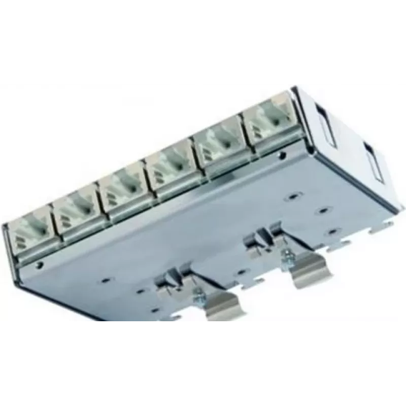 Telegärtner Cat.6A komutacinis skirstytuvas (gilus) DIN bėgiui su TS adapteriu, 6x RJ45 lizdai (J02021A0055)