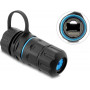 Delock kabelio jungtis RJ45 lizdas į RJ45 lizdą Cat.6A su M20 x 1,5 mm sriegiu ir uždarymo dangteliu su korpusu IP68 atsparus dulkėms ir vandeniui (91840)