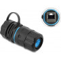 Delock kabelio jungtis RJ45 lizdas į RJ45 lizdą Cat.6A su M23.5 x 1.5 mm sriegiu ir dangteliu su korpusu IP68 atsparus dulkėms ir vandeniui (91841)