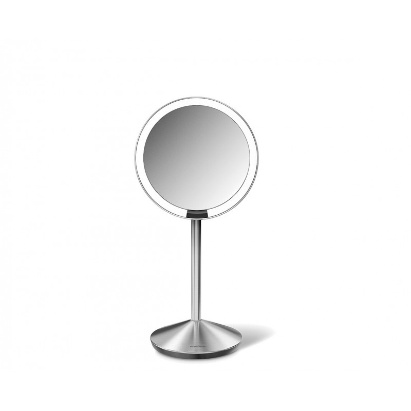 simplehuman sulankstomas veidrodis su jutikliu, 12 cm, įkraunamas, šlifuotas nerūdijantis plienas