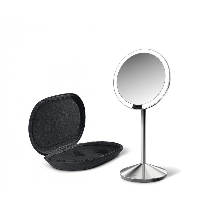 simplehuman sulankstomas veidrodis su jutikliu, 12 cm, įkraunamas, šlifuotas nerūdijantis plienas