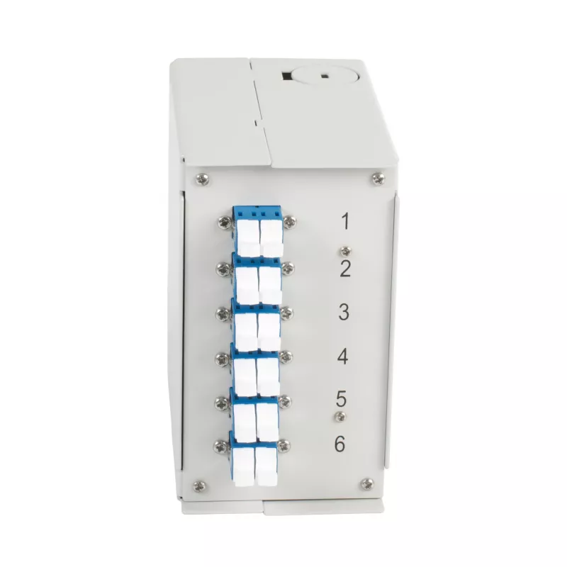 EFB Elektronik DIN bėgelio šviesolaidžio dėžutė OS2 G652D, 12x LC pigtail, 6x LC duplex jungtys (BHS70921.12)