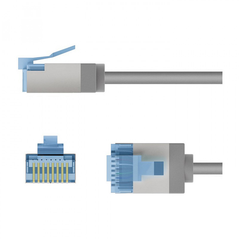 Goobay Slim Cat6a U/FTP tinklo kabelis RJ45, 1 m, pilkas