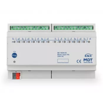 MDT BE-16230.02 dvejetainių įėjimų modulis, 16 kanalų, 8TE, DIN bėgiui, 230 V AC