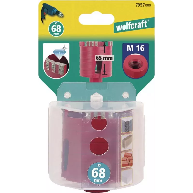 Wolfcraft 7957000 deimantinis tuščiaviduris grąžtas, 68 mm