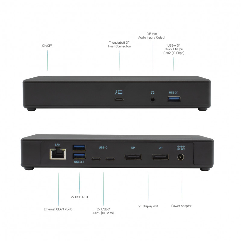 i-tec Thunderbolt 3/USB-C dvigubo DisplayPort 4K dokingo stotis su 85W PD