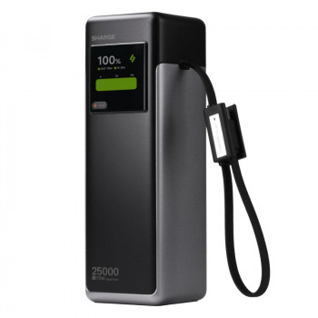 SHARGE HyperTower 170 nešiojamas įkroviklis, 25 000 mAh, 170 W, 4-in-1, juodas