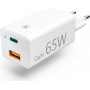 Hama įkroviklis GaN, USB-C energijos tiekimas (PD) + USB-A QC3.0, 65W, baltas
