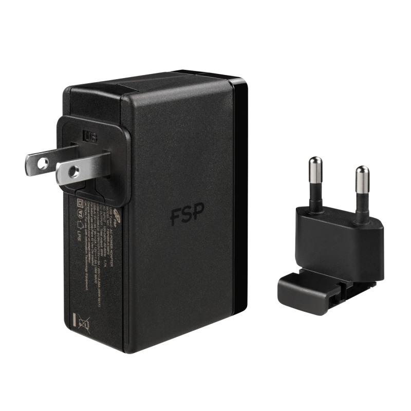 FSP 65W PD USB Type-C maitinimo adapteris su dviejų kontaktų kištuku