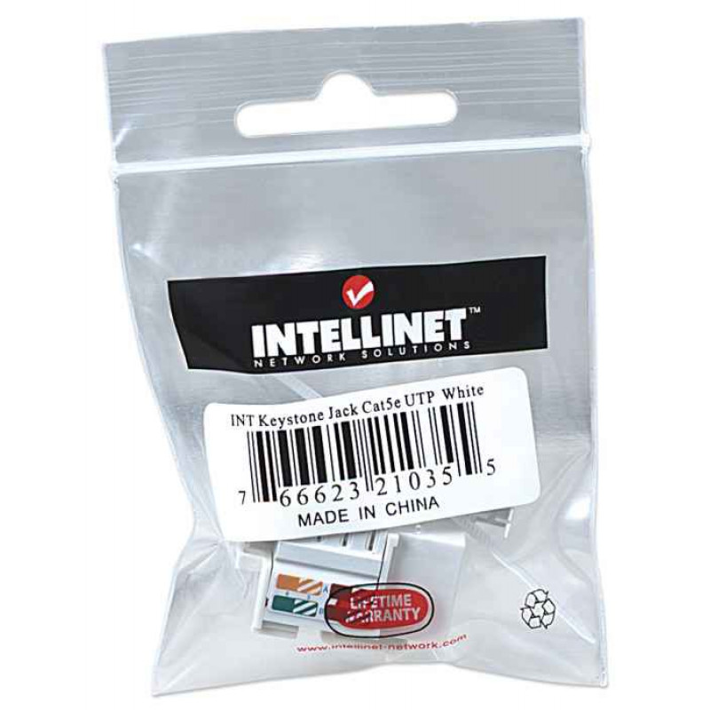 Intellinet 210355 Keystone modulis RJ45 UTP Cat5e, spaudžiamasis, baltas