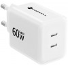 Forcell F-Energy GaN III Crystal Color VT-60 60W PD QC 4.0 2x USB-C sieninis įkroviklis baltas + kabelis