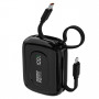 Dudao K32 nešiojamas įkroviklis 22.5W 10000 mAh su įmontuotu USB-C/ Lightning kabeliu - juodas