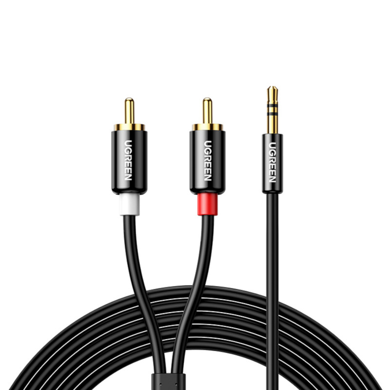 UGREEN AV116 RCA į AUX 3,5 mm garso kabelis 1 m – juodas