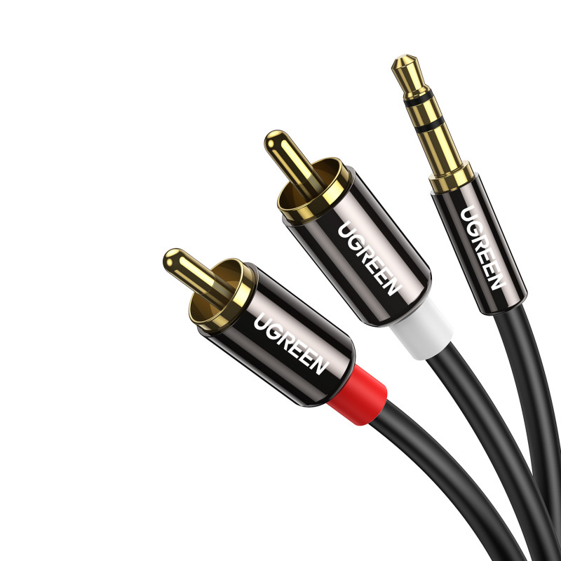 UGREEN AV116 RCA į AUX 3,5 mm garso kabelis 1 m – juodas
