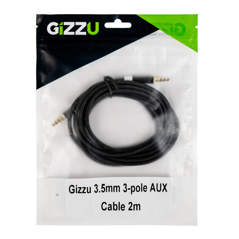 Gizzu 3,5 mm AUX kabelis 2 m – juodas