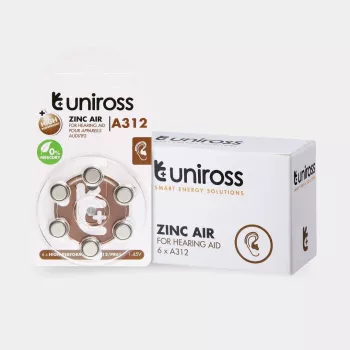 Uniross A312 elementinės baterijos, skirtos klausos aparatams, 148mAh, 6 vnt.