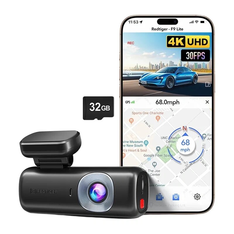 REDTIGER F9 Lite 4K vaizdo registratorius, 32GB