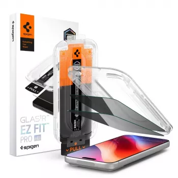 Spigen Glas.TR EZ Fit Pro HD AC privatumo ekrano apsauga iPhone 18 Pro Max, 2 vnt.