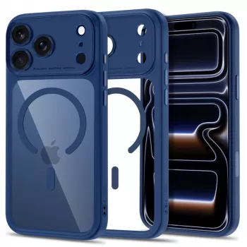 Tech-Protect Magpeak MagSafe dėklas iPhone 17 Pro / 18 Pro, tamsiai mėlynas/permatomas