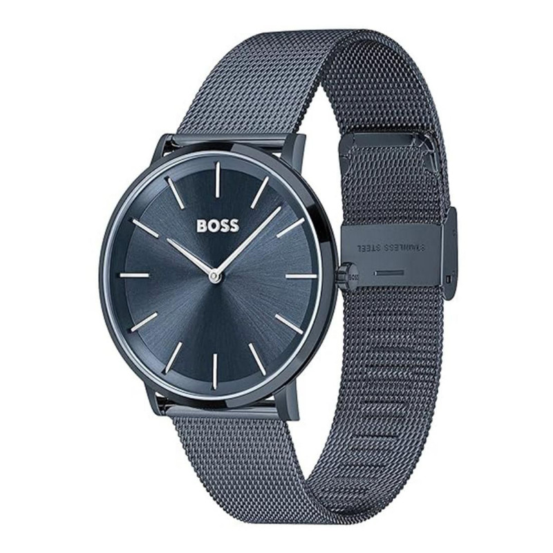 BOSS 1513827 vyrų analoginis kvarcinis laikrodis, 37 mm, mėlynas nerūdijančio plieno