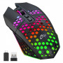 GameBox žaidimų pelė RGB 2.4GHz belaidė tuščiavidurio korpuso + USB įkrovimas 1600 DPI juoda