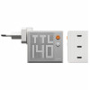 SHARGE Pixel 140 GaN įkroviklis, 140W, 3x USB-C, taškinės matricos ekranas – baltas