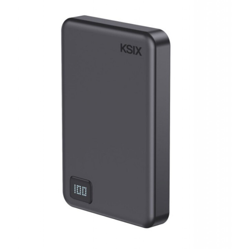 Ksix Powerbank Magslim 10000 mAh magnetinis 15W USB-C PD 20W skaitmeninis ekranas juodas