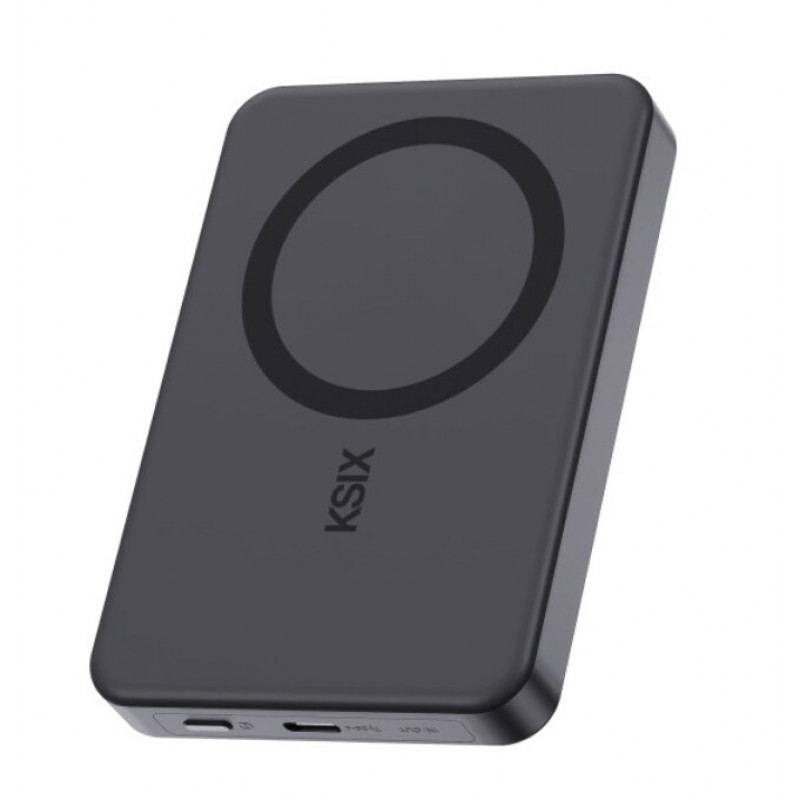 Ksix Powerbank Magslim 10000 mAh magnetinis 15W USB-C PD 20W skaitmeninis ekranas juodas
