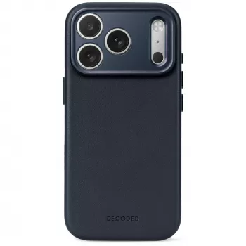Decoded Leather Backcover – odinis dėklas iPhone 18 Pro / 17 Pro, suderinamas su MagSafe (vidurnakčio)