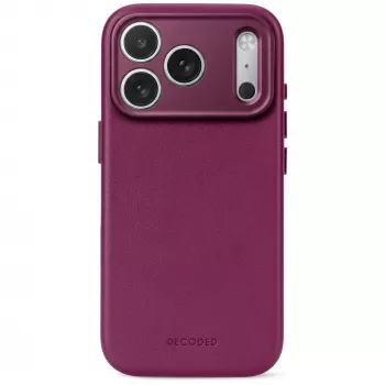 Decoded Leather Backcover – odinis dėklas iPhone 18 Pro / 17 Pro, suderinamas su MagSafe (baklažano spalvos)
