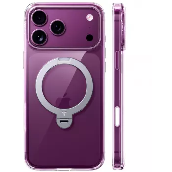 TORRAS Ostand Q3 Spin - dėklas iPhone 18 Pro Max / 17 Pro Max, suderinamas su MagSafe (permatomas)