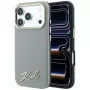 Karl Lagerfeld Saffiano Small Script Metal Logo MagSafe dėklas iPhone 18 Pro Max / 17 Pro Max, smėlio spalvos