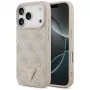 Guess Leather 4G Triangle Strass MagSafe dėklas iPhone 18 Pro / 17 Pro, rožinis