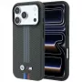 BMW M Quadrille Kevlar Tricolor Print Lines MagSafe dėklas, skirtas iPhone 18 Pro Max / 17 Pro Max, antracitinis