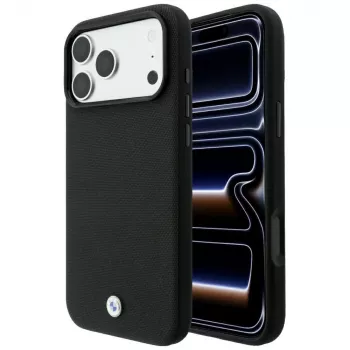 BMW Kevlar Metal Logo MagSafe dėklas, skirtas iPhone 18 Pro / 17 Pro, juodas