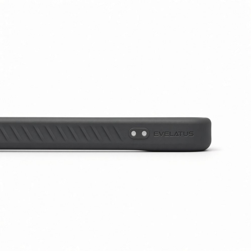 Evelatus gumuotu paviršiumi „MagSafe“ dėklas su stovu, skirtas „Apple iPhone 18 Pro Max“, dūmų pilkos spalvos