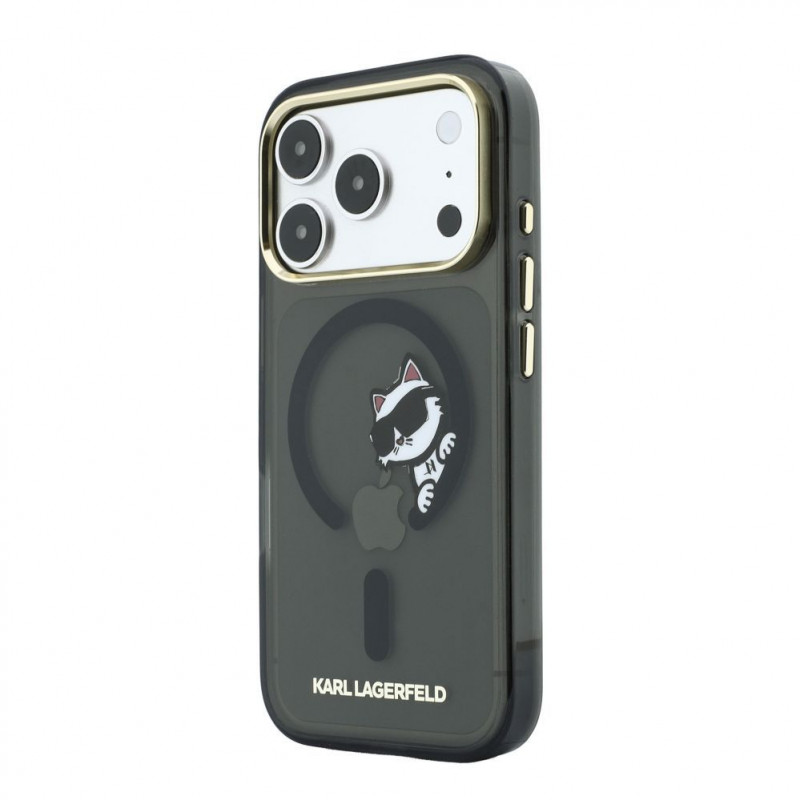 Karl Lagerfeld HC MagSafe IML Peekaboo Print & Metal Frame dėklas, skirtas Apple iPhone 18 Pro Max, juodas