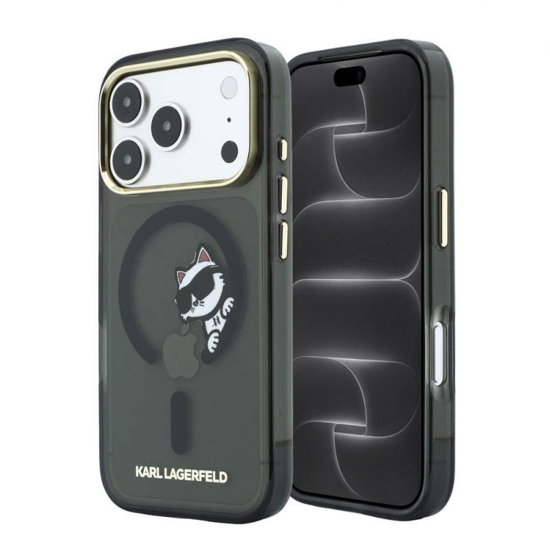 Karl Lagerfeld HC MagSafe IML Peekaboo Print & Metal Frame dėklas, skirtas Apple iPhone 18 Pro Max, juodas