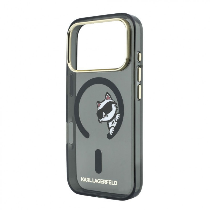 Karl Lagerfeld HC MagSafe IML Peekaboo Print & Metal Frame dėklas, skirtas Apple iPhone 18 Pro Max, juodas