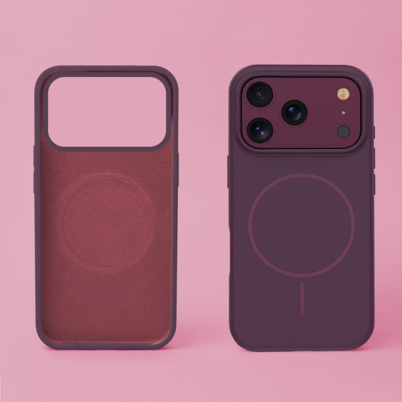 TFO Silicone Thin Mag dėklas, skirtas iPhone 17 Pro / iPhone 18 Pro 6.3 inch, tamsiai vyšninis
