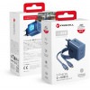 Forcell F-Energy GaN III VT-60 60W PD QC 4.0+ 2x USB-C sieninis įkroviklis tamsiai mėlynas + USB-C kabelis
