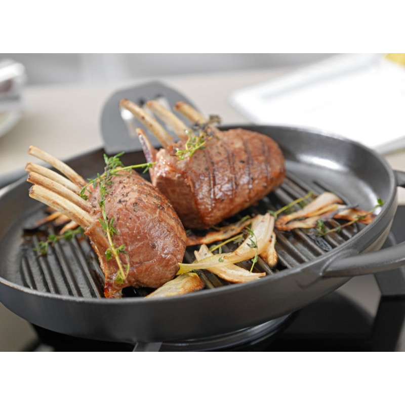 STAUB apvali ketaus grilio keptuvė su dviem rankenomis 40509-522-0 - grafito 26 cm