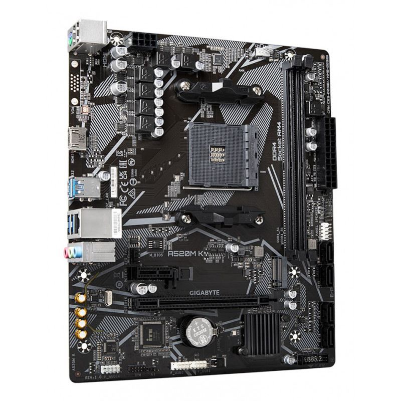 Gigabyte A520M K pagrindinė plokštė, AMD A520, AM4, mATX
