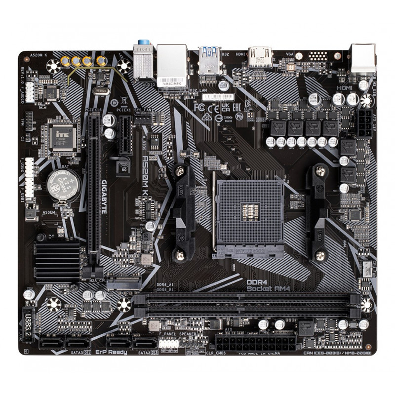 Gigabyte A520M K pagrindinė plokštė, AMD A520, AM4, mATX