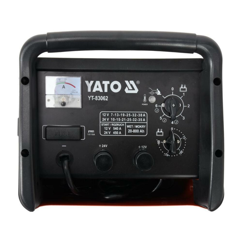YATO YT-83062 automobilio akumuliatorių įkroviklis (lygintuvas), 38 A / 540 A / 800 Ah