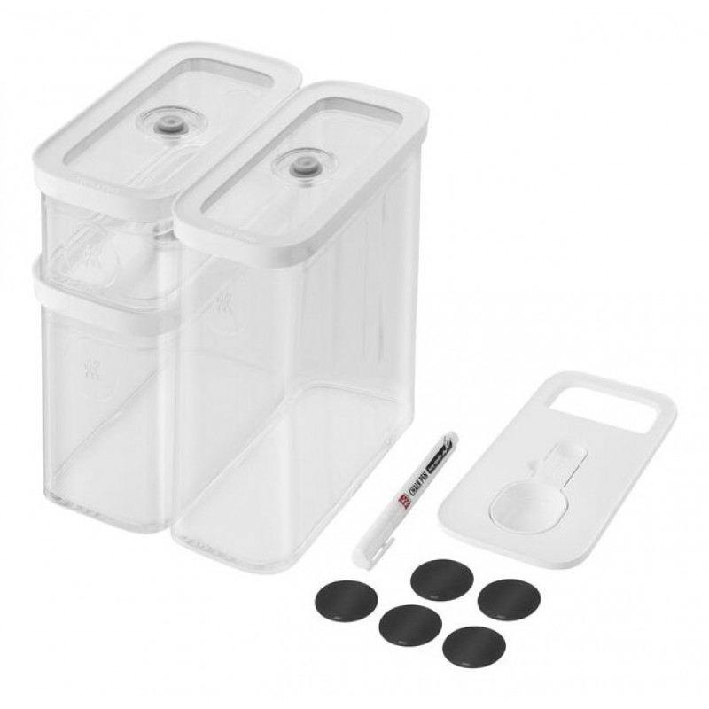 ZWILLING 1026082 stačiakampės maisto laikymo talpos, 5,4 l, permatomos/baltos, 5 vnt.