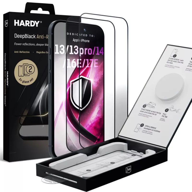 3mk DeepBlack atspindžius mažinantis grūdintas stiklas, ekrano apsauga Apple iPhone 13 / 13 Pro / 14 / 16e / 17e